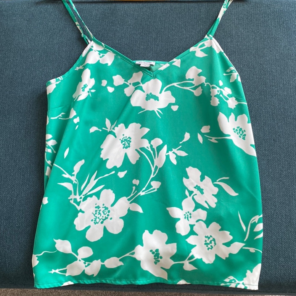 J.Crew Green Floral Tank Top. Small with adjustable straps.